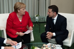 Президент України Володимир Зеленський зустрівся на полях 74-ї сесії Генасамблеї ООН з Федеральним канцлером Німеччини Ангелою Меркель, 24 вересня 2019 року