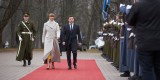 Президент України Володимир Зеленський та Президент Естонії Керсті Кальюлайд під час офіційної церемонії зустрічі Глави Української держави у Таллінні, 26 листопада 2019 року