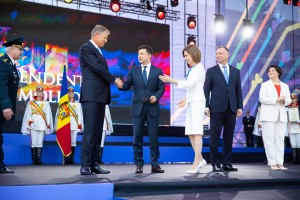 Президент України Володимир Зеленський разом з Президентом Республіки Молдова Маєю Санду, Президентом Республіки Польща Анджеєм Дудою та Президентом Румунії Клаусом Йоханнісом у Кишиневі взяв участь в урочистостях з нагоди 30-річчя незалежності Молдови, 27 серпня 2021 року 