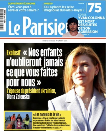 Olena Zelenska told Le Parisien about the humanitarian situation in Ukraine, coordination of efforts with the first ladies to support Ukrainians abroad