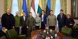 Президент України Володимир Зеленський провів зустріч з Головою Саейму Латвійської Республіки Інарою Мурнієце, Спікером Сеймасу Литовської Республіки Вікторією Чмілітє-Нільсен та Головою Рійгікогу Естонської Республіки Юрі Ратасом, які прибули до Києва, 24 березня 2022 року.