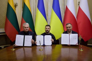 Президент України Володимир Зеленський, Президент Литовської Республіки Гітанас Наусєда та Президент Республіки Польща Анджей Дуда підписали Спільну декларацію за результатами другого саміту Люблінського трикутника, який відбувся у Львові. «У ній відображені ключові політичні, гуманітарні та інші висновки сьогоднішньої зустрічі», – повідомив Глава Української держави, 11 січня 2023 року