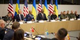 Президент Володимир Зеленський виступив на засіданні Контактної групи з питань оборони України у форматі «Рамштайн», 11 жовтня 2023 року. 