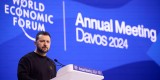 Президент України Володимир Зеленський виступив перед учасниками спеціального засідання Всесвітнього економічного форуму у Давосі, 16 січня 2024 року. 