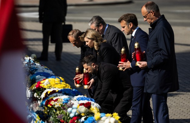 The President and First Lady of Ukraine, Together with European Leaders, Commemorated Fallen Warriors in Kyiv