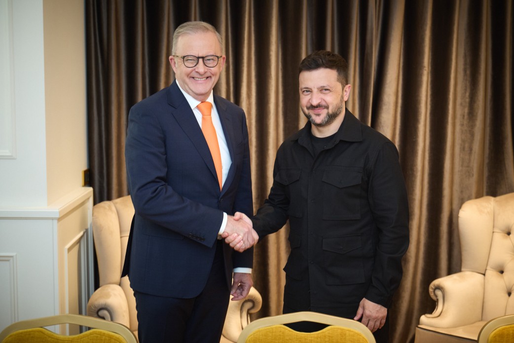 In Rom traf sich der Präsident der Ukraine Volodymyr Zelensky mit dem australisc...