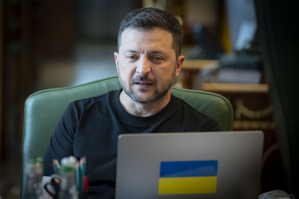 President of Ukraine Volodymyr Zelensky has a telephone conversation with French...