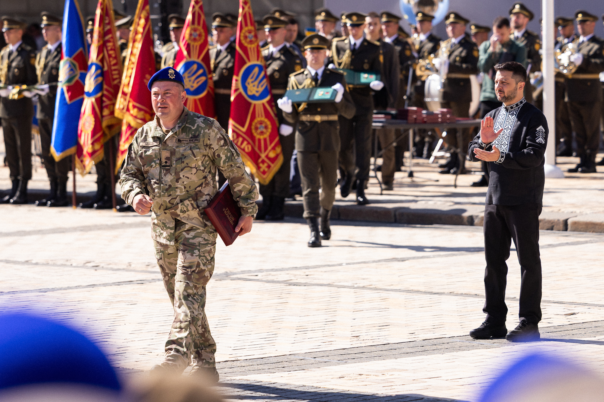 Президент Володимир Зеленський взяв участь у заходах з нагоди Дня Незалежності України на Софійській площі в Києві, 24 серпня 2025 року.