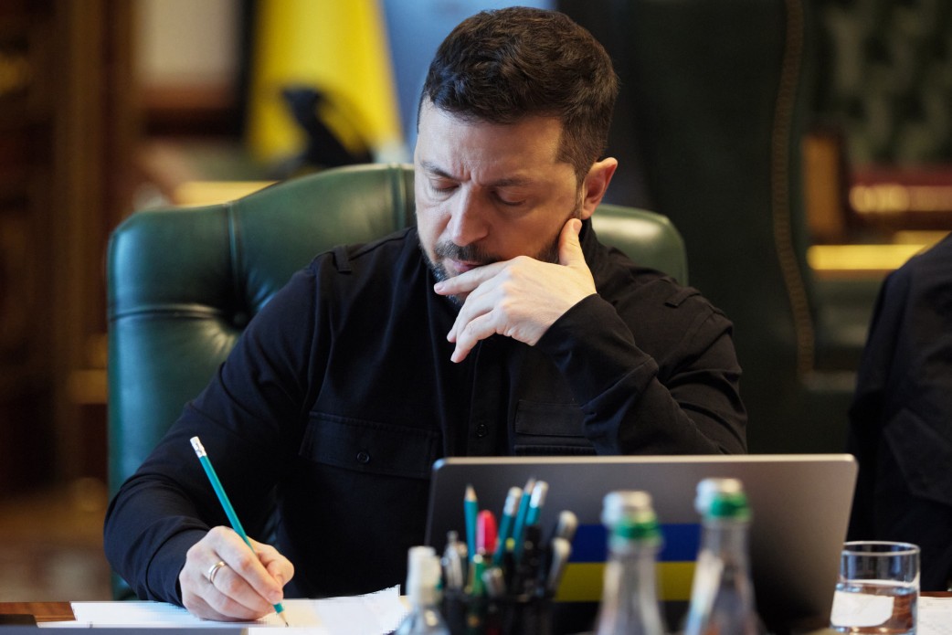 President of Ukraine Volodymyr Zelensky has a telephone conversation with the Pr...