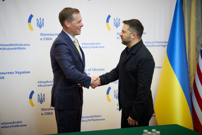President Bio Photo Volodymyr Zelenskyy and Representatives of the Defense Company Raytheon ...