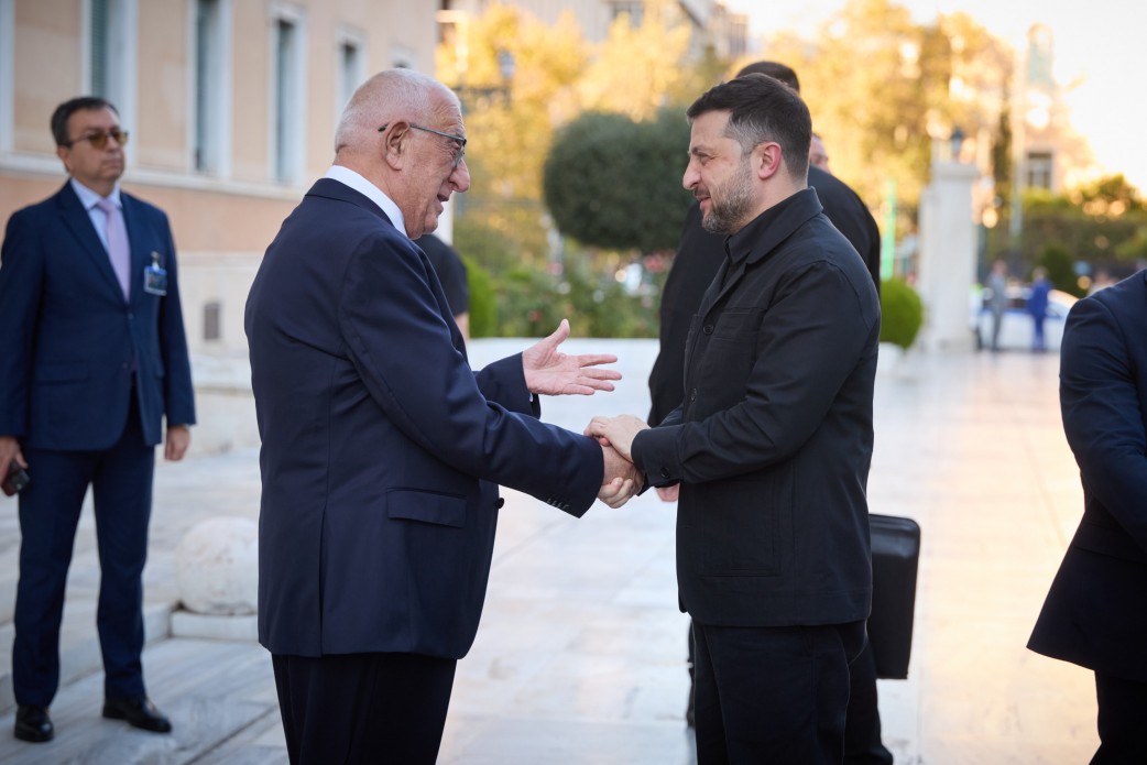 Der Präsident der Ukraine, Wolodymyr Selenskyj, traf sich mit dem Präsidenten de...