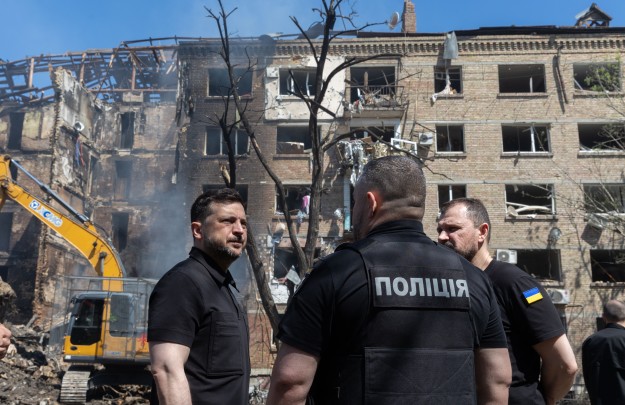 At the Sites of Russia’s May 24 Overnight Strikes on Kyiv, the President Thanked Everyone Working to Address the Aftermath and Help Those Affected